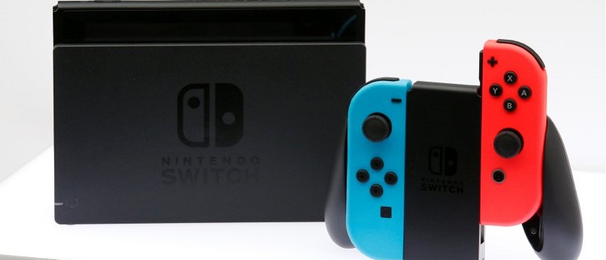 Nintendo's new game console Switch is pictured after its presentation ceremony in Tokyo
