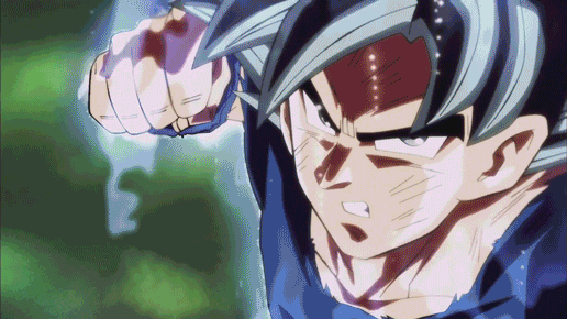 Goku greift Kefla über eine weite Entfernung an. Sein Schlag verursacht einen Luftstoß der Kefla wegschleudert.